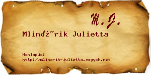 Mlinárik Julietta névjegykártya